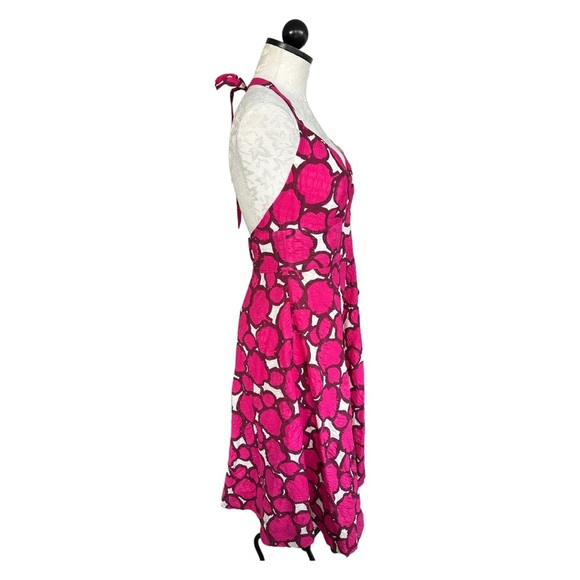 J. Crew Halter Pink Abstract Pattern Textured Cotton Dress Size 12 - Picture 2 of 12
